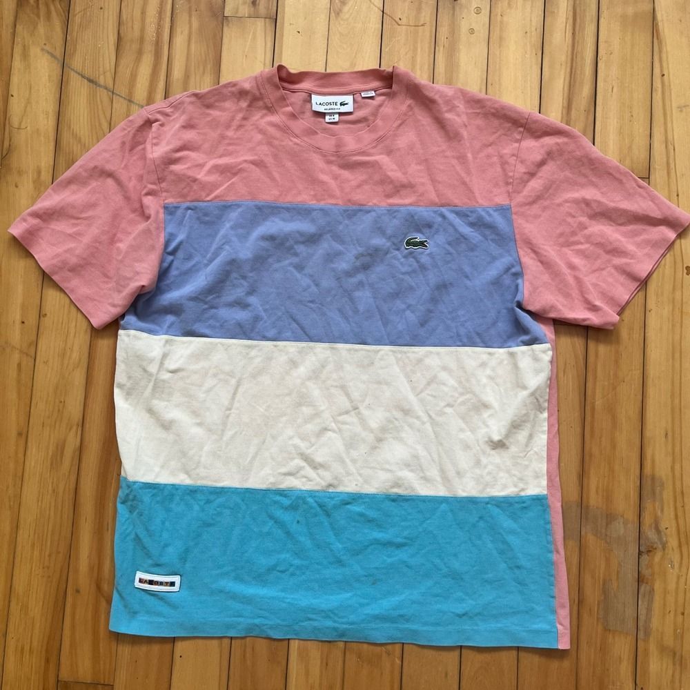 Lacoste Relaxed Fit Colorblock T Shirt US M Mens Short Sleeve